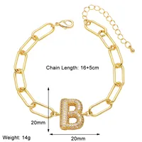 Simple Style Letter Copper Plating Inlay Zircon 18K Gold Plated Unisex Bracelets sku image 2
