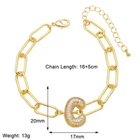 Simple Style Letter Copper Plating Inlay Zircon 18K Gold Plated Unisex Bracelets sku image 3