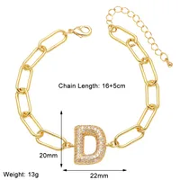 Simple Style Letter Copper Plating Inlay Zircon 18K Gold Plated Unisex Bracelets sku image 4