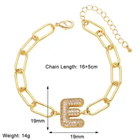 Simple Style Letter Copper Plating Inlay Zircon 18K Gold Plated Unisex Bracelets sku image 5