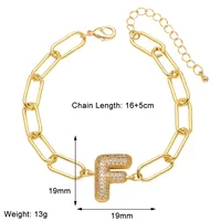 Simple Style Letter Copper Plating Inlay Zircon 18K Gold Plated Unisex Bracelets sku image 6