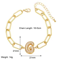 Simple Style Letter Copper Plating Inlay Zircon 18K Gold Plated Unisex Bracelets sku image 7