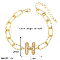 Simple Style Letter Copper Plating Inlay Zircon 18K Gold Plated Unisex Bracelets sku image 8