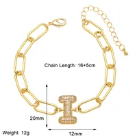 Simple Style Letter Copper Plating Inlay Zircon 18K Gold Plated Unisex Bracelets sku image 9