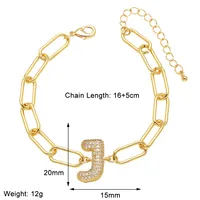 Simple Style Letter Copper Plating Inlay Zircon 18K Gold Plated Unisex Bracelets sku image 10