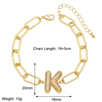 Simple Style Letter Copper Plating Inlay Zircon 18K Gold Plated Unisex Bracelets sku image 11