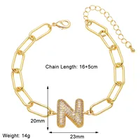 Simple Style Letter Copper Plating Inlay Zircon 18K Gold Plated Unisex Bracelets sku image 14