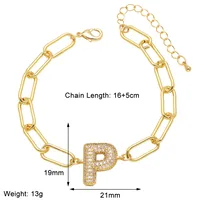 Simple Style Letter Copper Plating Inlay Zircon 18K Gold Plated Unisex Bracelets sku image 16