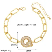 Simple Style Letter Copper Plating Inlay Zircon 18K Gold Plated Unisex Bracelets sku image 17
