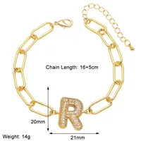 Simple Style Letter Copper Plating Inlay Zircon 18K Gold Plated Unisex Bracelets sku image 18