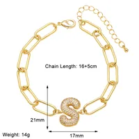 Simple Style Letter Copper Plating Inlay Zircon 18K Gold Plated Unisex Bracelets sku image 19