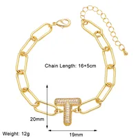 Simple Style Letter Copper Plating Inlay Zircon 18K Gold Plated Unisex Bracelets sku image 20