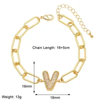 Simple Style Letter Copper Plating Inlay Zircon 18K Gold Plated Unisex Bracelets sku image 22