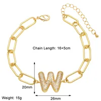 Simple Style Letter Copper Plating Inlay Zircon 18K Gold Plated Unisex Bracelets sku image 23
