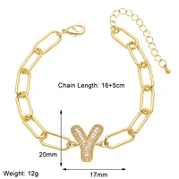 Simple Style Letter Copper Plating Inlay Zircon 18K Gold Plated Unisex Bracelets sku image 25