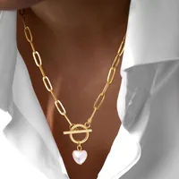 Elegant Simple Style Classic Style Round Oval Heart Shape 201 Stainless Steel Artificial Pearl Women's Pendant Necklace main image 1