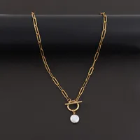 Elegant Simple Style Classic Style Round Oval Heart Shape 201 Stainless Steel Artificial Pearl Women's Pendant Necklace main image 3