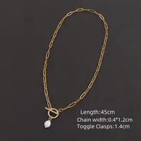 Elegant Simple Style Classic Style Round Oval Heart Shape 201 Stainless Steel Artificial Pearl Women's Pendant Necklace sku image 1