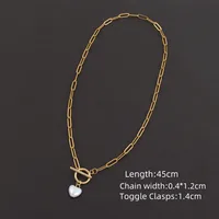 Elegant Simple Style Classic Style Round Oval Heart Shape 201 Stainless Steel Artificial Pearl Women's Pendant Necklace sku image 3