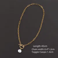 Elegant Simple Style Classic Style Round Oval Heart Shape 201 Stainless Steel Artificial Pearl Women's Pendant Necklace sku image 4