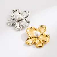 Elegant Flower 304 Stainless Steel Imitation Pearl Plating Women's Brooches main image 4
