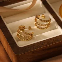 1 Pair Vacation Classic Style Solid Color Plating Titanium Steel Ear Studs main image 3