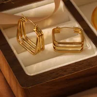 1 Pair Vacation Classic Style Solid Color Plating Titanium Steel Ear Studs main image 4