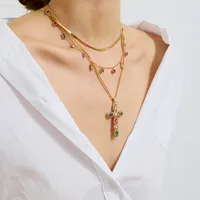 Basic Classic Style Commute Geometric Cross 316 Stainless Steel  Women's Necklace main image 4