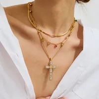 Basic Classic Style Commute Geometric Cross 316 Stainless Steel  Women's Necklace main image 3