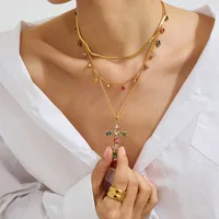 Basic Classic Style Commute Geometric Cross 316 Stainless Steel  Women's Necklace main image 2