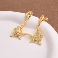 1 Pair/Package Casual Marine Style Modern Style Starfish Flower Polishing Plating Copper Zircon 18K Gold Plated Earrings main image 3