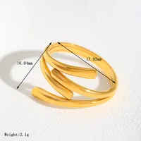 Casual Simple Style Irregular Geometric 304 Stainless Steel 18K Gold Plated Women's Open Rings sku image 4
