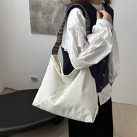 Women's Large Corduroy Solid Color Streetwear Sewing Thread Square Zipper Tote Bag main image 2