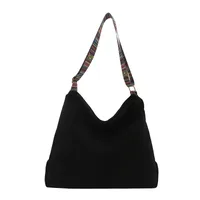 Women's Large Corduroy Solid Color Streetwear Sewing Thread Square Zipper Tote Bag main image 5