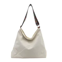 Women's Large Corduroy Solid Color Streetwear Sewing Thread Square Zipper Tote Bag sku image 1