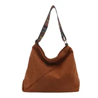 Women's Large Corduroy Solid Color Streetwear Sewing Thread Square Zipper Tote Bag sku image 4