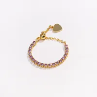 Classic Style Colorful Copper Inlay Artificial Rhinestones Glass Stone Zircon Women's Rings sku image 13