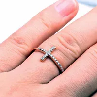 Retro Cross Copper Plating Zircon Unisex Rings main image 3