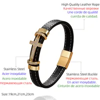 Retro Punk Simple Style Cross 316L Stainless Steel  Leather Rope Women's Men's Bracelets main image 2