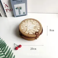 Women's Large Pu Leather Geometric Vintage Style Ethnic Style Flip Cover Straw Bag sku image 41
