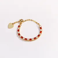 Classic Style Colorful Copper Inlay Artificial Rhinestones Glass Stone Zircon Women's Rings sku image 1