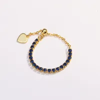 Classic Style Colorful Copper Inlay Artificial Rhinestones Glass Stone Zircon Women's Rings sku image 3
