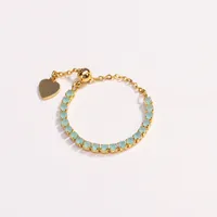 Classic Style Colorful Copper Inlay Artificial Rhinestones Glass Stone Zircon Women's Rings sku image 9