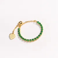 Classic Style Colorful Copper Inlay Artificial Rhinestones Glass Stone Zircon Women's Rings sku image 11