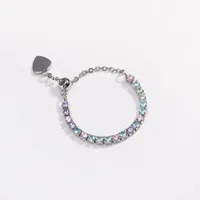 Classic Style Colorful Copper Inlay Artificial Rhinestones Glass Stone Zircon Women's Rings sku image 20