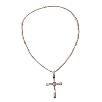 New Hot Fashion Personality Hip Hop Stainless Steel Diamond Cross Pendant Necklace High-end All-match Jewelry main image 5