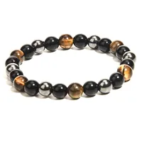 New Tiger Eye Stone Obsidian Hematite Bracelet 10mm Jewelry Woven Bracelet Beaded Jewelry main image 3