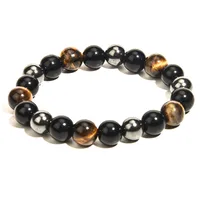 New Tiger Eye Stone Obsidian Hematite Bracelet 10mm Jewelry Woven Bracelet Beaded Jewelry sku image 12
