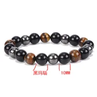 New Tiger Eye Stone Obsidian Hematite Bracelet 10mm Jewelry Woven Bracelet Beaded Jewelry sku image 1