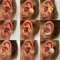 1 Piece 1 Pair Retro Classic Style Scallop Starfish Flower Plating Alloy Iron Ear Cuffs Ear Studs main image 1